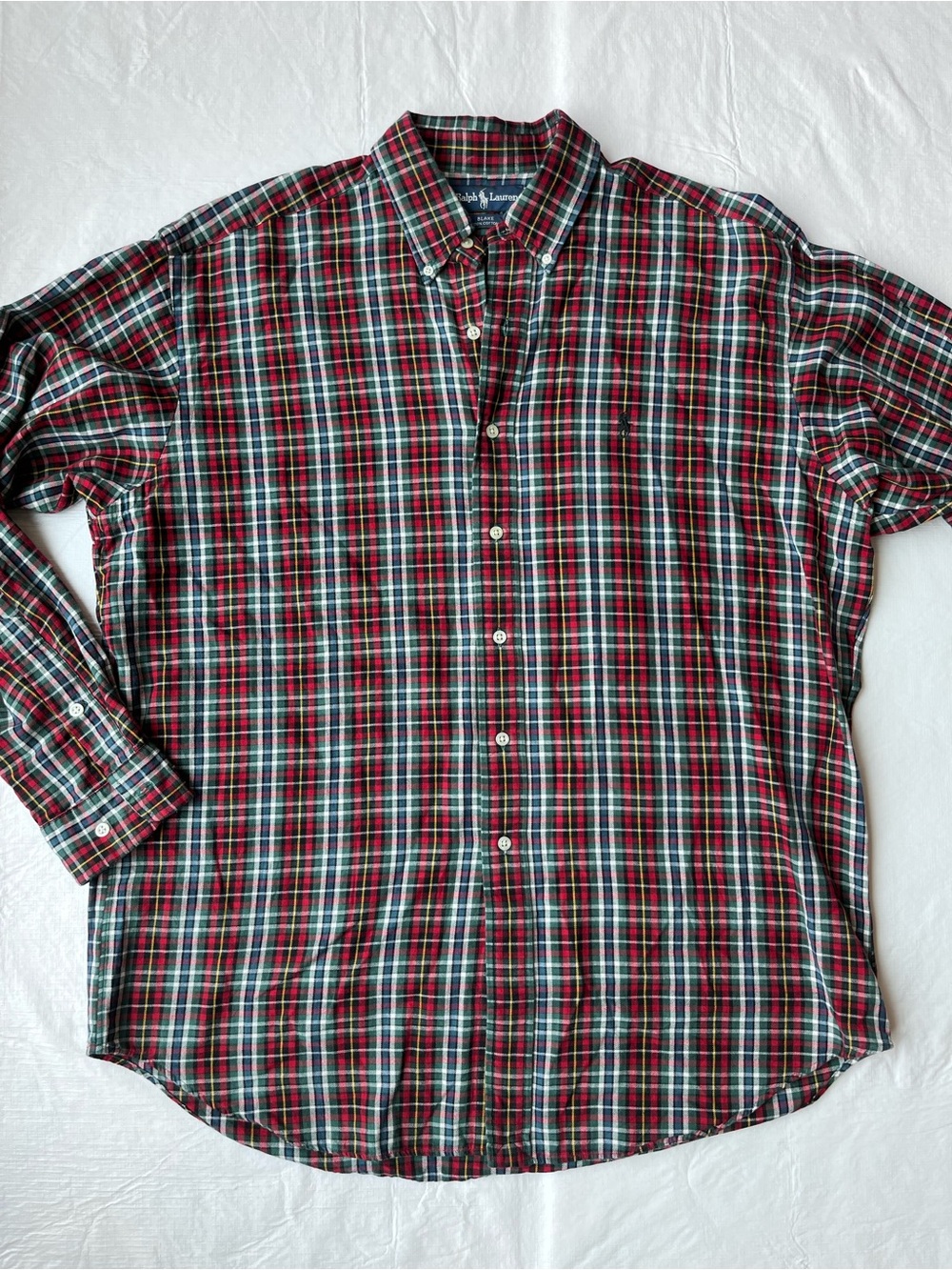 Ralph Lauren Blake Plaid Button Down Long Sleeve Dress Shirt 100% Cotton